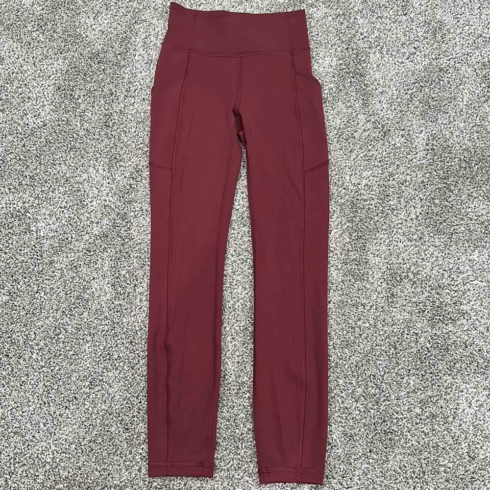 Women’s Lululemon Red Merlot 25” High Rise In Movement Leggings
